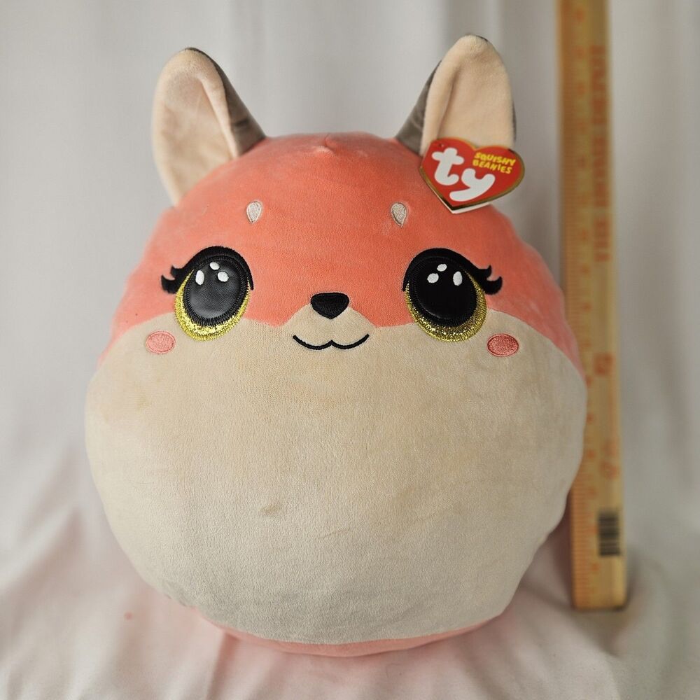 Ty Squish-A-Boo Roxie Pink Fox Plush 10"